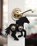 door decoration horse black silver bells
