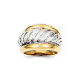 14K White Gold Diamond-cut Wave Ring