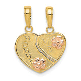 Polished,Satin,14K Two-Tone,Textured Back,Heart,Two Piece,2-Piece Break Apart