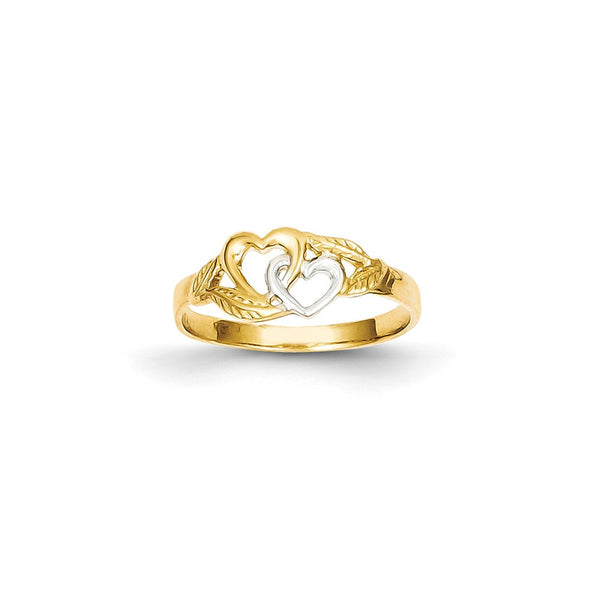 14K Yellow Gold Diamond-cut Textured Ridged Dome Ring