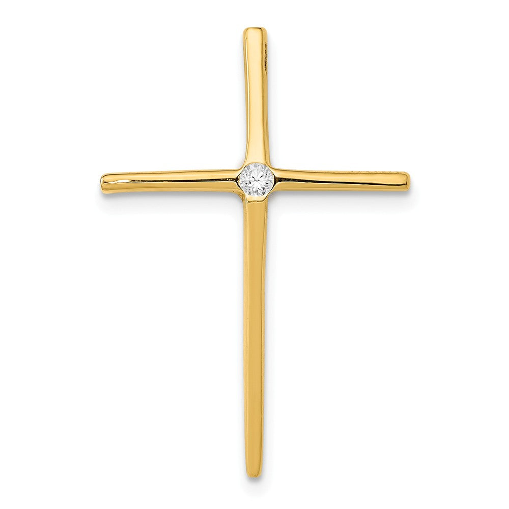 Solid,Casted,Polished,14K Yellow Gold,Flat Back,Genuine,Diamond,Chain Slide,Hidden Bail