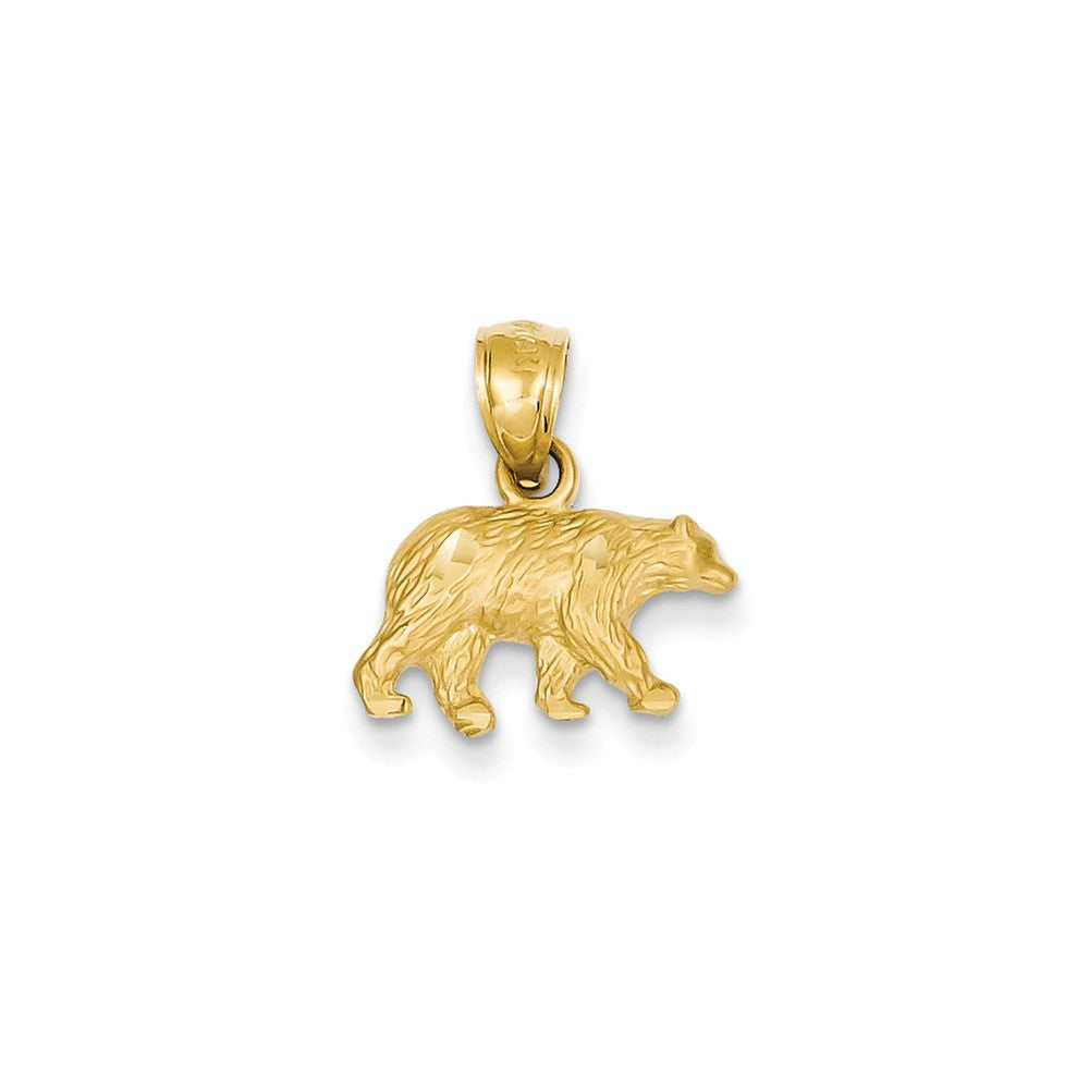 14K Yellow Gold  Diamond Cut Bear Pendant