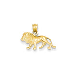 14K Yellow Gold  Diamond Cut Lion Pendant