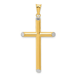 Polished,3-D,Hollow,14K Yellow Gold & Rhodium