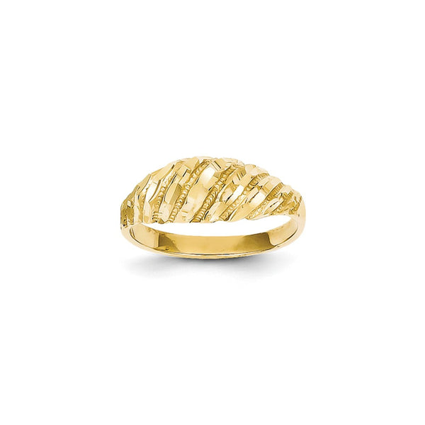 14K Yellow Gold Diamond Cut Dome Ring
