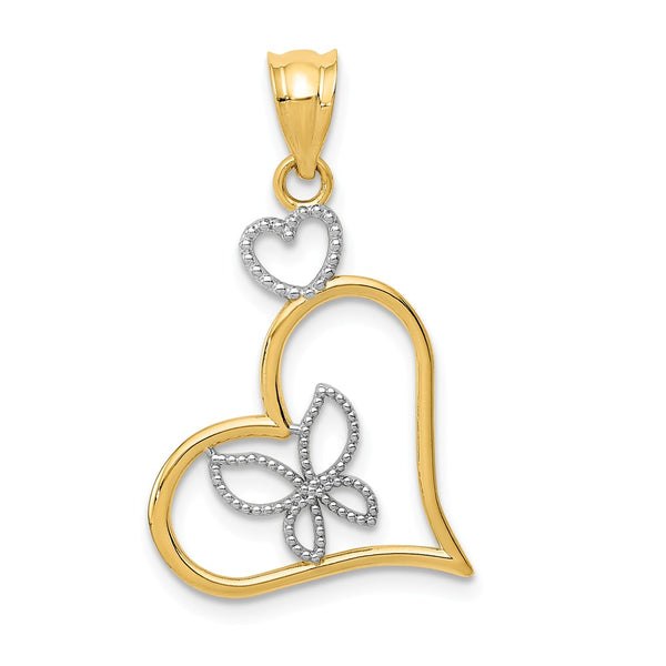 Solid,Polished,14K Yellow Gold & Rhodium,Textured,Textured Back