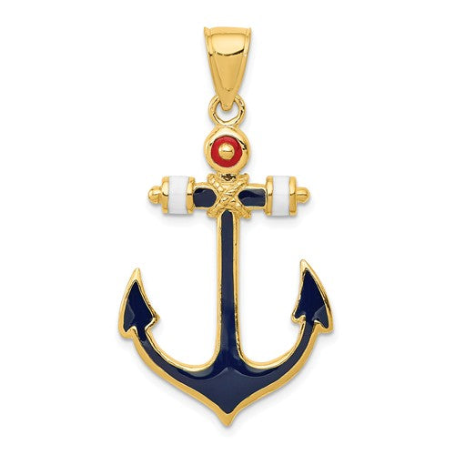Pendants & Charms,Gold,Yellow,14K,Enamel,White,Red,Blue,39 mm,21 mm,Each,Nautical,Between $200-$400