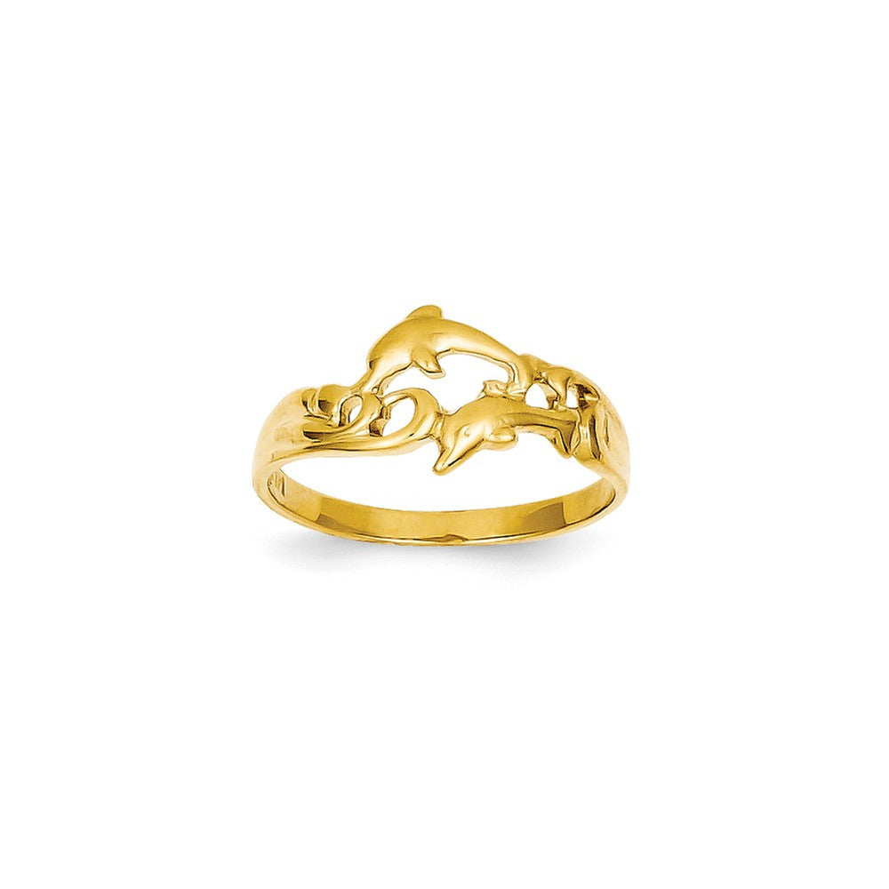 14K Yellow Gold Dangle Heart Ring