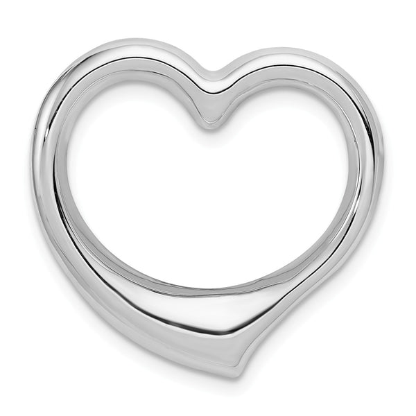 Casted,Polished,14K White Gold,Hollow,No Bail,Heart,Open,Chain Slide
