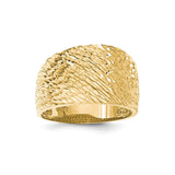 14K Yellow Gold Polished Textured Dome Ring