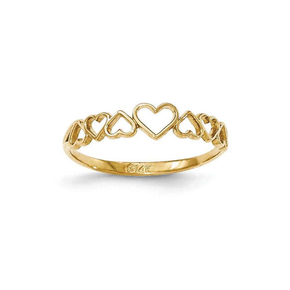 14K Yellow Gold and Rhodium Cut-Out Heart Ring