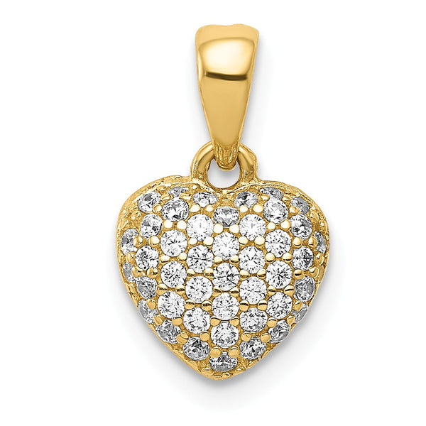 14K Yellow Gold Polished Pave� CZ Heart Pendant