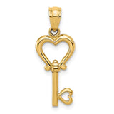 14K Yellow Gold Polished Heart Key Pendant