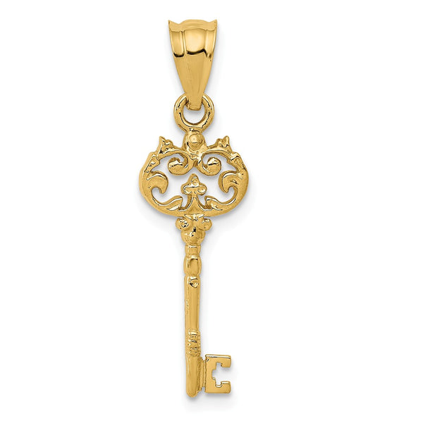 14K Yellow Gold Polished Fancy Key Pendant
