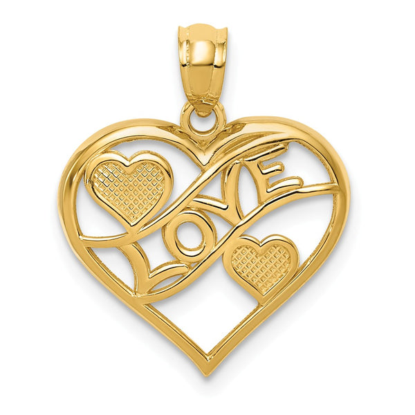 14K Yellow Gold Polished Love & Hearts In Heart Pendant