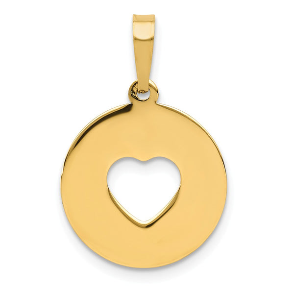14K Yellow Gold Polished Cut-Out Heart Pendant