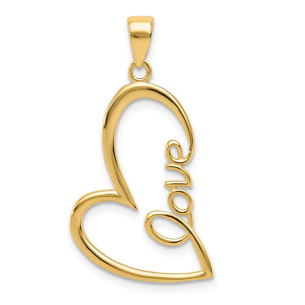 14K Yellow Gold Polished Love Heart Pendant