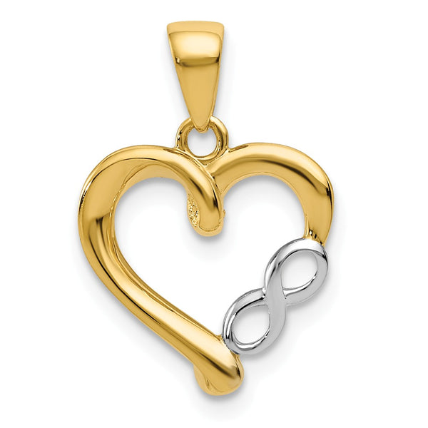 14K Yellow Gold Rhodium-Plated Infinity Heart Pendant