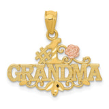 14K Yellow Gold Yellow & Rose Diamond Cut #1 Grandma With Rose Pendant