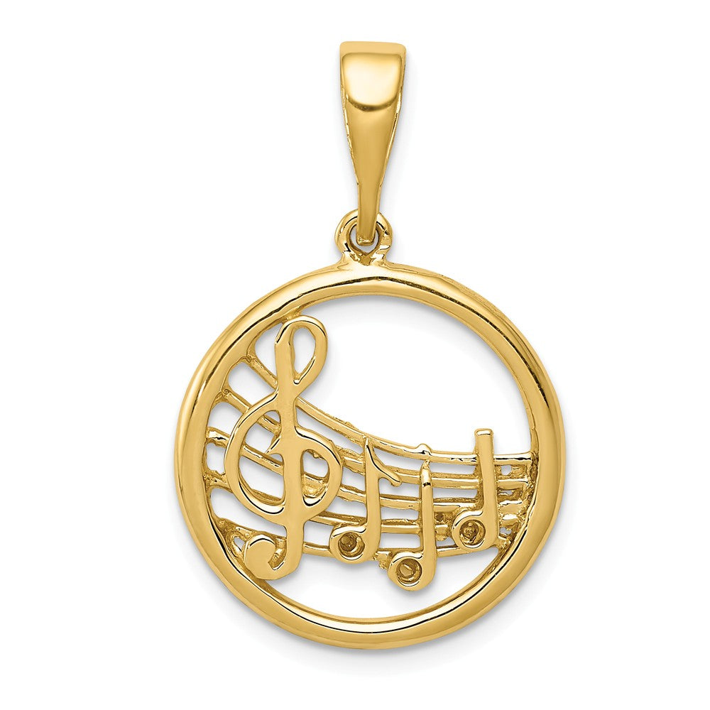 14K Yellow Gold Polished Musical Notes Pendant