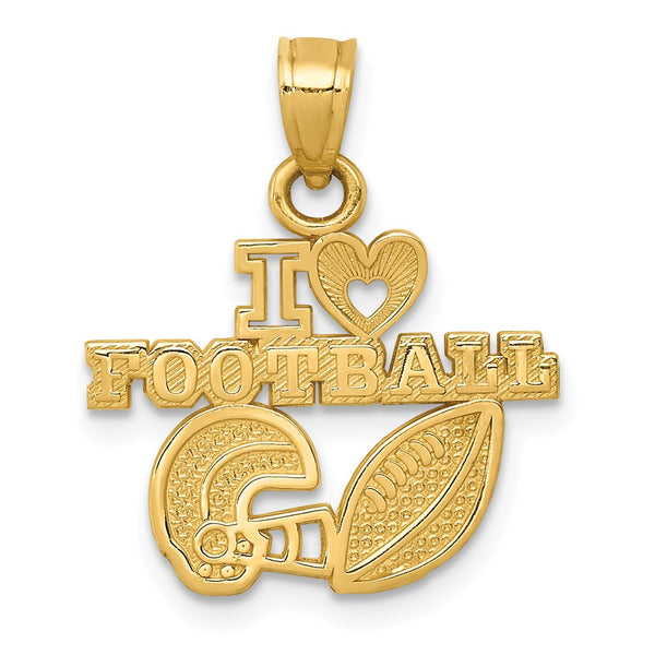 14K Yellow Gold I HEART FOOTBALL Pendant