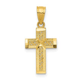 14K Yellow Gold Diamond Cut Cross With X Center Pendant