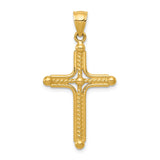 14K Yellow Gold Polished Braided Cross Pendant