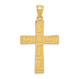 14K Yellow Gold Polished Greek Key Cross Pendant