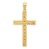 14K Yellow Gold Polished And Textured Diamond Cut Latin Cross Pendant