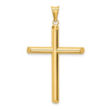 14K Yellow Gold Polished Tube Cross Pendant