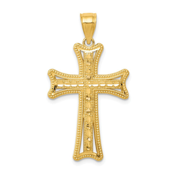 14K Yellow Gold Diamond Cut Cross Pendant
