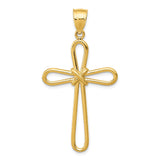 14K Yellow Gold Polished Rounded Cross With -X- Center Pendant