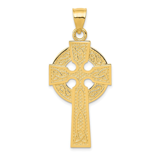 14K Yellow Gold Polished Celtic Cross Pendant