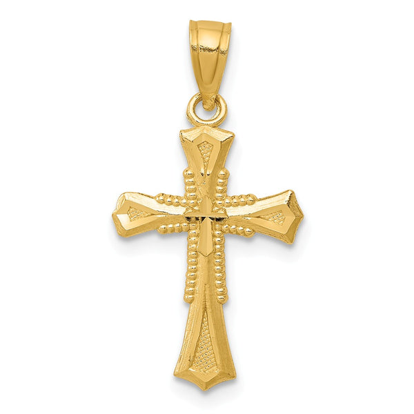 14K Yellow Gold Diamond Cut Cross Pendant