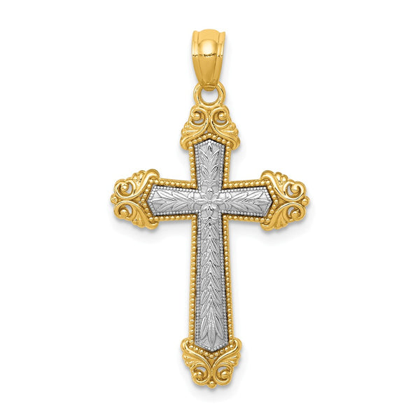 14K Two-Tone Polished Cross Pendant