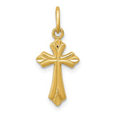 14K Yellow Gold Polished Diamond Cut Small Cross Charm