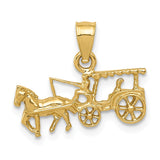 14K Yellow Gold Polished Horse Drawn Carriage Pendant