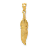 14K Yellow Gold Polished Feather Pendant