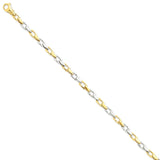 Solid,Casted,Polished,14K Two-Tone,Fancy Lobster Clasp