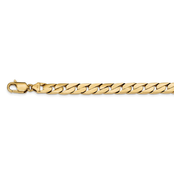 14K Yellow Gold 8.00mm Hand-Polished Long Link Half Round Curb Chain