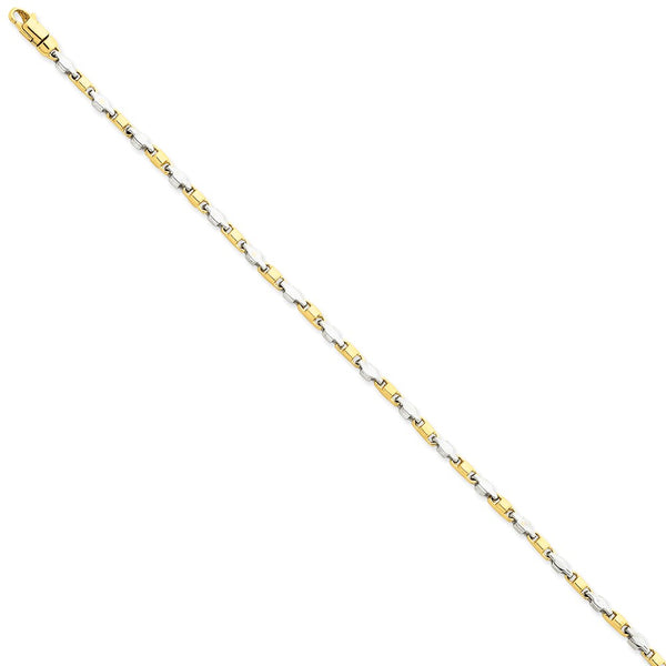 Solid,Casted,Polished,14K Two-Tone,Fancy Lobster Clasp