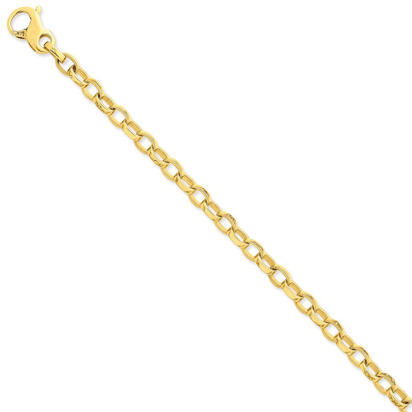 Solid,Casted,Polished,14K Yellow Gold,Fancy Lobster Clasp