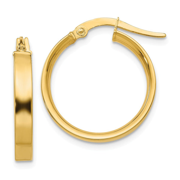 Earrings,Hoop,Gold,Yellow,14K,16 mm,3 mm,Pair,Wire & Clutch,Hoop