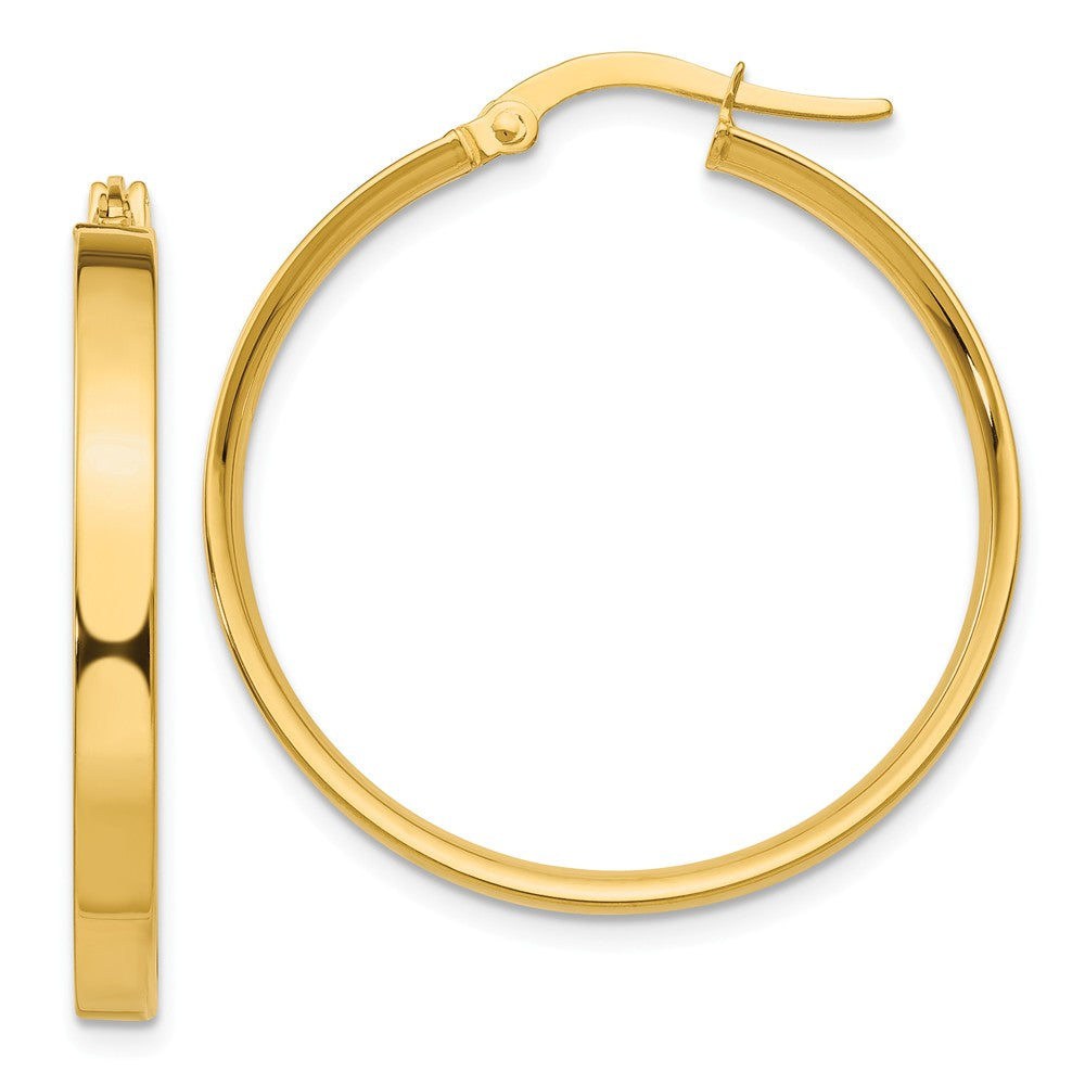 Earrings,Hoop,Gold,Yellow,14K,27 mm,3 mm,Pair,Wire & Clutch,Hoop