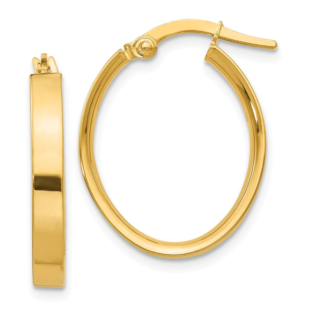 Earrings,Hoop,Gold,Yellow,14K,14 mm,3 mm,Pair,Wire & Clutch,Hoop