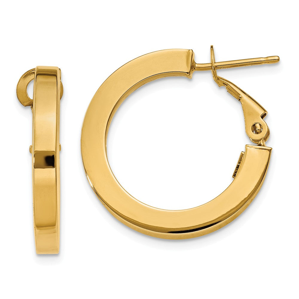 Earrings,Hoop,Gold,Yellow,14K,15 mm,3 mm,Pair,Omega Clip Back,Hoop,Between $200-$400