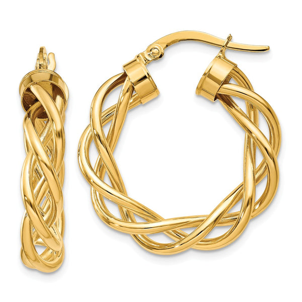 Earrings,Hoop,Gold,Yellow,14K,16 mm,4 mm,Pair,Wire & Clutch,Hoop,Between $200-$400