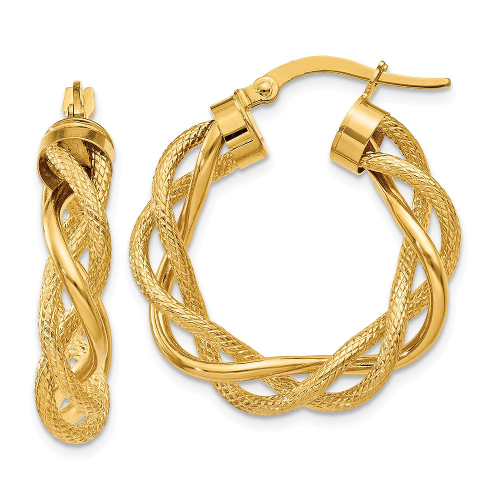 Earrings,Hoop,Gold,Yellow,14K,16 mm,6 mm,Pair,Wire & Clutch,Hoop,Between $200-$400