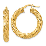 Earrings,Hoop,Gold,Yellow,14K,20 mm,5 mm,Pair,Wire & Clutch,Hoop