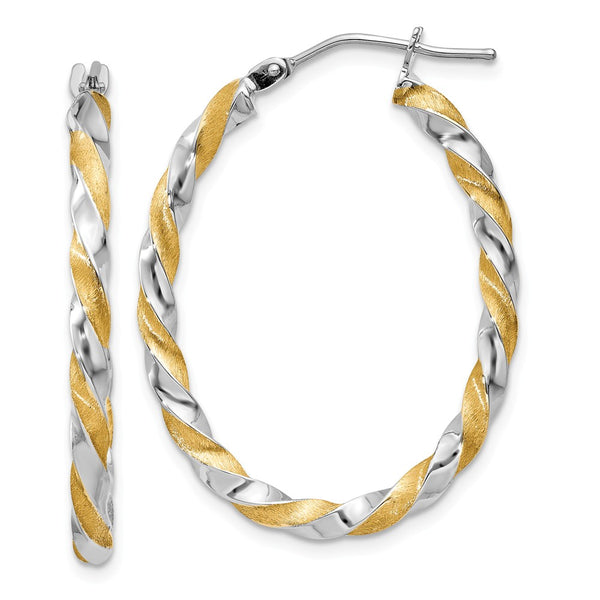 Earrings,Hoop,Gold,Two-Tone,14K,18 mm,2.5 mm,Pair,Wire & Clutch,Hoop
